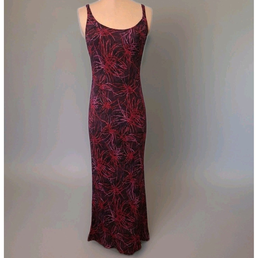 Sisley Womens Dress Sz Xs Linen Blend  Italian Bias Cut Floral Midi Maxi Dress